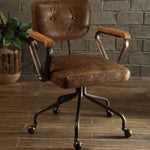 ZUN Vintage Whiskey Swivel Office Chair with Nailhead Trim B062P182752