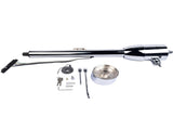 Chrome 28" Tilt Street Rod Floor Shift Steering Column with Key, 9-Hole Adapter 87882490