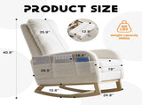 Modern Accent Rocking Chair Rocking Chair with Solid Wood Legs, Upholstered Nursery Glider Rocker, 74675264
