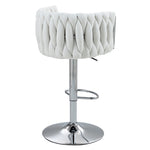 ZUN 360&deg; Fabric cover Swivel Bar Stools Set of 2, Adjustable Counter Height Bar Chairs with Woven Back & W2215P184992