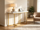 44in Modern Console Sofa Table, Waterproof Scratch-Resistant Top, Sturdy Metal Frame with Anti-Slip 89525012