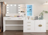 Large Makeup Vanity with Lights, Vanity Table with Charging Station, Vanity Desk with Mirror and 10 73638677
