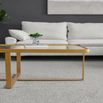 ZUN Minimalism rectangle coffee table,Golden metal frame with tempered glass tabletop W24738712