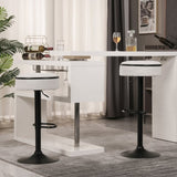 Round Storage Bar Stool Set of 2, Off White Linen Height Adjustable Barstool, 360&degCounter Height W2200P196801