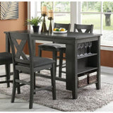 Rectangle Wooden Counter Height Dining Table with Storage in Black B01682186