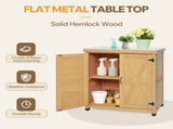 Potting Bench with Storage Cabinet and Metal Table Top for Outdoor Patio,Outdoor Work Station Table 77160932