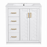 30'' Bathroom with Ceramic Sink Combo,Solid Wood Frame Bathroom Storage Cabinet, Freestanding N710P191970K
