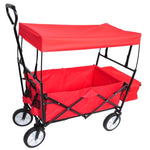 ZUN Garden Shopping Beach Cart folding wagon red W22730110