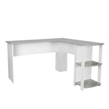 ZUN Modern L-Shaped Desk with Side Shelves, Grey 56413101