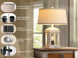 Table Lamp for Living Room, Farmhouse Set of 2 with USB AC and Nightlight, 26" Rustic Bedside W3355P323263