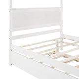 Wood Canopy Bed with Trundle Bed ,Full Size Canopy Platform bed With Support Slats .No Box Spring WF291343AAK