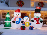 8FT Lighted Christmas Inflatable Decoration, Inflatable Snowman Family with JOY and Xmas Tree, Funny 17651821