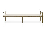 Contemporary Style 1pc Bench Matte Gold Hammered Look Forged Steel Fabric Cushion Seat Bedroom B2741P611084