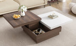 ZUN U-Can Rotatable Top Coffee Table, Modern Square Coffee Table with Wood Grain N724P195145K