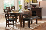 Dark Oak Finish Wooden Bench 1pc Faux Leather Upholstered Seat Simple Dining Furniture B01156368