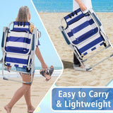 63*70*99cm Heightened Oxford Cloth Silver White Aluminum Tube Bearing 100kg Beach Chair Blue Stripes 53561346