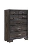 1pc Contemporary Dark Wood Grain Finish Metal Knobs Storage Drawers Tall Chest Wooden Gray B2741P325738