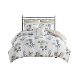 7 Piece Printed Seersucker Comforter Set with Throw Blanket Taupe/Blush King/Cal King B035P266670