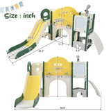 ZUN Kids Slide Playset Structure 9 in 1, Spaceship Set with Slide, Arch Tunnel, Ring Toss, Drawing 25255956