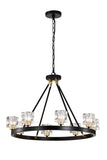 Matte Black Gold Wagon Wheel Chandelier Farmhouse Modern Small Crystal Round Chandelier for Living W1592P233064