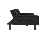 Black Convertible Double Folding Room Sofa Bed, PU Leather, Tufted Buttons, Suitable for 97825531