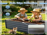 6x3x2ft 2pcs Large Raised Garden Bed Kit, Grey Rectangular Galvanized Metal Outdoor Garden Bed, W3213P464150