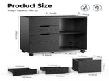 3-Drawer File Cabinet with Wheels, Rolling Wood Printer Stand with Open Storage Shelves 84755867
