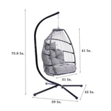 ZUN Outdoor Patio Wicker Folding Hanging Chair,Rattan Swing Hammock Egg Chair With Cushion And Pillow W41940789