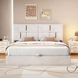 Queen Size Upholstered Platform Bed with Hydraulic Storage System,No Box Spring Needed,Beige N733P207778A