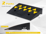 2 Pcs Heavy Duty Rubber Curb Ramp with Drain Channel & Reflective Strips for Driveway 80277658