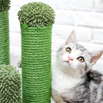 ZUN Cat Scratching Post Cactus Cat Scratcher Featuring with 3 Scratching Poles and Interactive Dangling 58153982