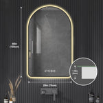 ZUN 28"x48"Arched LED Mirror for Bathroom,Time and temperature display, Backlight, Anti-Fog, Dimmable, W2709P242512