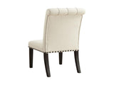 Set of 2 Fabric Upholstered Dining Side Chairs, Beige and Smokey Black B016P369245
