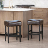 ZUN 26" Backless Counter Stools, 2-Pcs Set, Brown 57052.00BRN