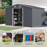 ZUN Outdoor Storage Shed 8 x 10 FT Large Metal Tool Sheds, Heavy Duty Storage House Sliding Doors 87753639