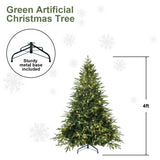Artificial 4ft Green Christmas Tree with 856 PE/PVC Mixed Branch Tips, 150L warm white led, Steel 03826346