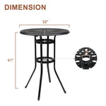 ZUN 32*32*41" Outdoor Patio Cast Aluminum Round Bar Table 49406903