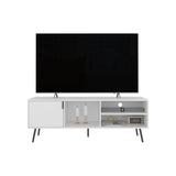 TV Stand, 1 Door, 3 Shelves, White B097P262375