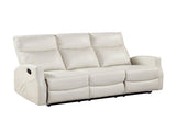 Contemporary Beige Double Reclining Sofa with Side Pocket 1pc Faux Leather Upholstery Plywood Living B011P501148
