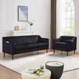 ZUN Modern Chesterfield Sofa, Comfortable Upholstered Sofa, Velvet Fabric, Wooden Frame with Wooden 74120956