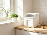 2 x 15L Ingredient Storage Bin, Dispenser Container Set with Measuring Cups, Attachable Casters & 15529913