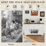 54" Farmhouse Buffet Sideboard with Storage Cabinet & Adjustable Shelf Wood Top Dining Table with W2700P300563