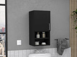 Medicine Single Door Cabinet 31"H, Two External Shelves, Two Interior Shelves, Black B097132933
