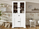67.2" Tall Bathroom Storage Cabinet with Tempered Glass Doors, Adjustable Shelves & Drawer Modern 92027063