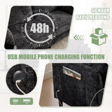 Modern style chenille 2-seater wood-legged sofa with LED light, USB charging port and storage bag W395P318548