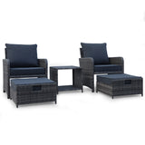 5 Pieces Wicker Patio Furniture Set Outdoor Patio Chairs with Ottomans Conversation Furniture with W813P283082