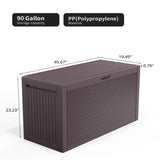 90gal Outdoor Garden Plastic Storage Deck Box Chest Tools Cushions Toys Lockable Seat 68838891