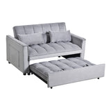 ZUN 3 in 1 Convertible Sleeper Sofa Bed, Modern Pull Out Couch Bed, Adjustable Backrest, Velvet Loveseat W2121P179225