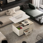 ZUN Modern Lift-Up Coffee Table with 4 Stools Set for Living Room Expandable 1 Hidden Storage + 2 65601144