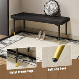47*16 Inch Multifunctional Black Shoe Bench - Faux PU Cushion, Sturdy Metal Legs With Gold W1151P214994